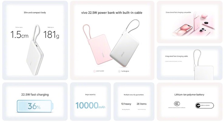 A Vivo 22,5 W-os power bank főbb jellemzői (Kép forrása: Vivo - machine translated0