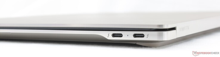 Jobb oldalon: 2 db USB-C Thunderbolt 4 csatlakozó DisplayPort 2.1-el és Power Delivery 3.1-el