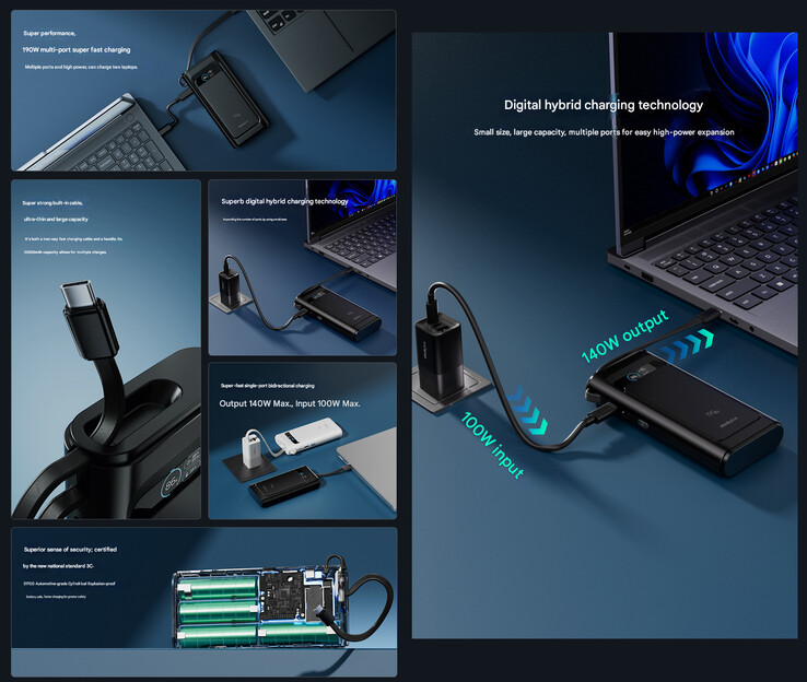 A power bank főbb jellemzői (Kép forrása: Lenovo - gépi fordítás)