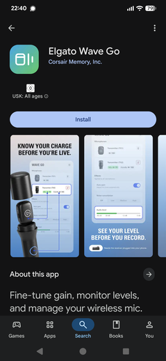 A Wave Go alkalmazás a Play Store-ban