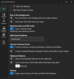 Text Grab beállítások
