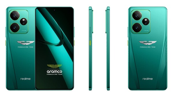 A Realme GT 7 Dream Edition sárga bekapcsológombbal és sárga ékezetekkel rendelkezik a kamerasziget körül. (Kép forrása: Realme)