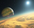 A Cygnus csillagképben található Kepler-1625b csillag körül keringő Kepler-1625b exobolygó ábrázolása. (A kép forrása: AFP - RON MILLER / LEEMAGE)
