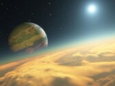 A Cygnus csillagképben található Kepler-1625b csillag körül keringő Kepler-1625b exobolygó ábrázolása. (A kép forrása: AFP - RON MILLER / LEEMAGE)
