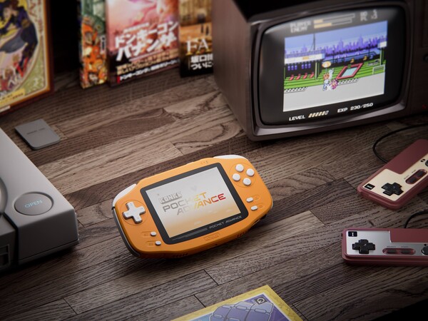 Az Ayaneo Konkr Pocket Advance narancssárga színben.