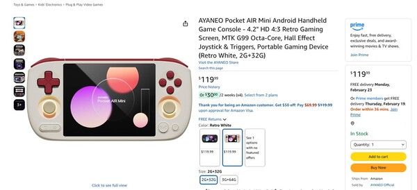 Az Ayaneo Pocket Air Mini 2 GB RAM-os változata két színben kapható és néhány napon belül szállítható