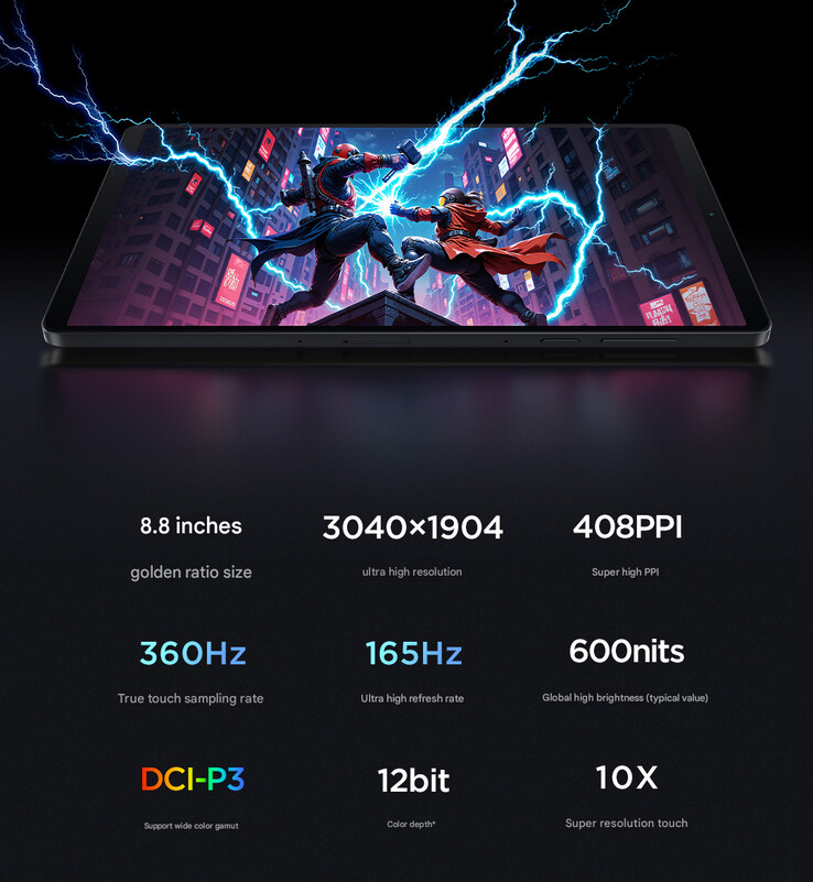 A Lenovo Legion Tab Gen 4 kijelzőjének adatai (Kép forrása: Lenovo - gépi fordítás)
