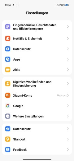 Redmi Note 15 Pro+ 5G: Beállítások oldal