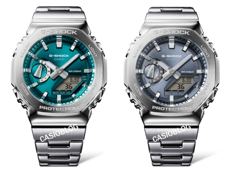 A Casio G-Shock GM-2110D-3A1 (balra) és GM-2110D-8A (jobbra) órák. (Kép forrása: Casioblog, szerkesztve)