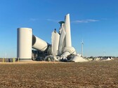 Összeomlott turbina a Frontier II szélerőműparkban, Oklahomában. (Kép forrása: Kildare Tűzoltóság)