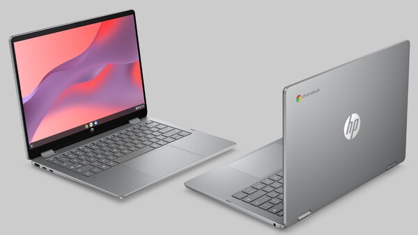 HP Chromebook x360 14 (2026) Meteor ezüst színben. (Kép forrása: HP)