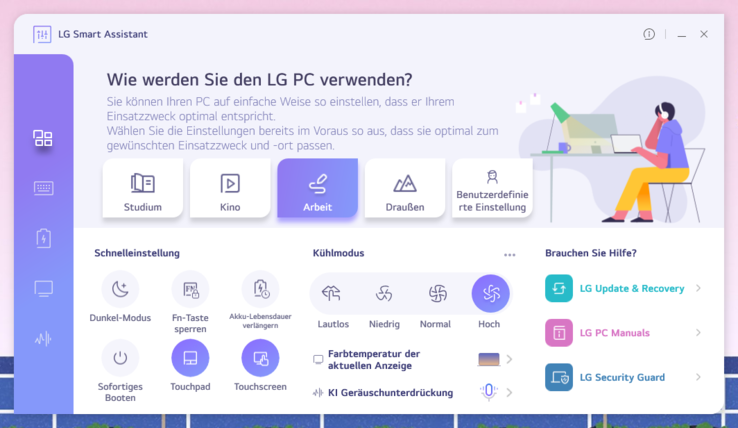 LG Gram intelligens asszisztens energiagazdálkodás