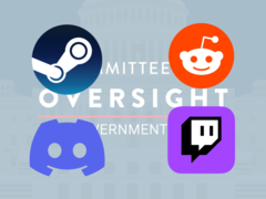 4 nagy fórum/platform vezérigazgatóját idézték be, hogy 2025. október 8-án tanúvallomást tegyenek. (A kép forrása: Steam, Reddit, Discord, Twitch, Committee on Oversight and Government Reform - Szerkesztett)