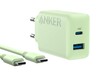 Az Anker 20W-os fali töltő (2 port) zöld színben. (Kép forrása: Anker)