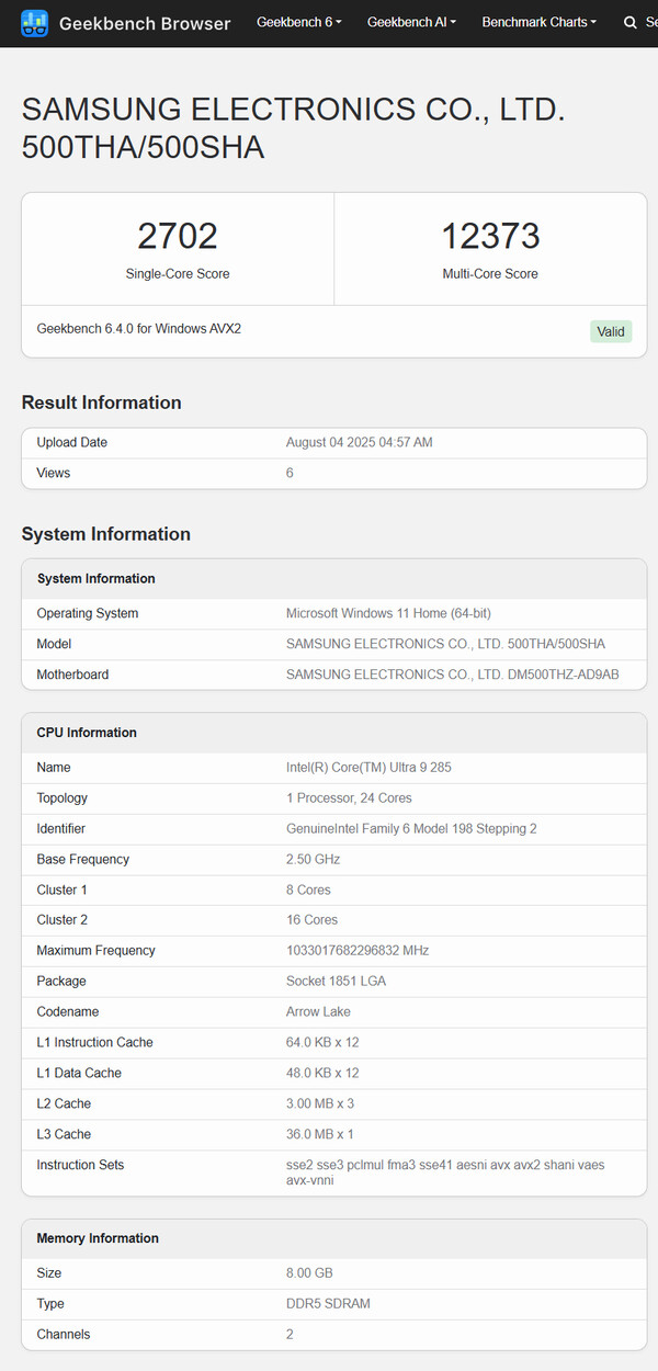 (Kép forrása: Geekbench)