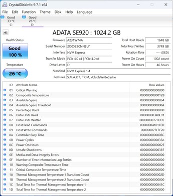 Az ADATA SE920 PCIe 4.0 x4-gyel működik
