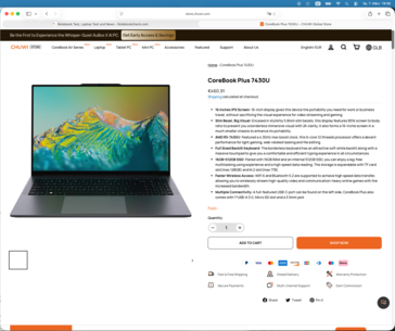 A Chuwi aktívan hirdeti a CoreBook Plus-t a 7430U CPU-val