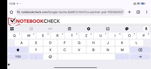 Gboard tájkép módban