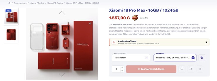 A piros, átlátszó Xiaomi 18 Pro Max kiadásnak drágábbnak kell lennie, mint a többi színváltozatnak.