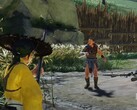 Atsu a Ghost of Yotei-ból egy fegyverrel az ellenséges táborban. (Kép forrása: PlayStation a YouTube-on, képernyőkép)