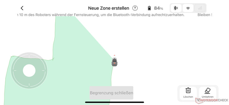 A térkép létrehozásához a Mova 1000-et egy virtuális joystickkal kell vezérelni
