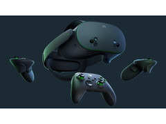 A Meta limitált kiadású Quest 3S Xbox Edition VR headsetjének termékkatalógus képe fekete háttér előtt. (Kép forrása: Meta)