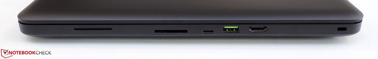 right side: card reader, Thunderbolt 3, USB 3.0, HDMI 2.0, Kensington lock