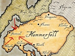 Hammerfell tartomány térképe az The Elder Scrolls univerzumából.