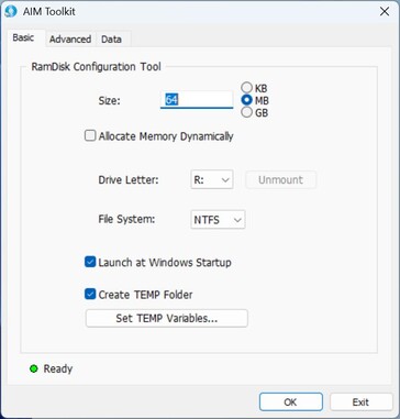 AIM Tookit: Tookit: RAM-diszk létrehozása
