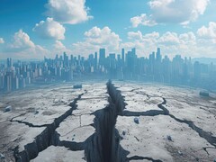 Mesterséges intelligencia által generált kép, amely egy törésvonalat ábrázol Mexikóvárosban. (A kép forrása: Attasit, Adobe Stock)