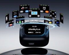 A Lenovo új fülhallgatója érintőképernyővel rendelkezik a töltőházon (Kép forrása: Lenovo)