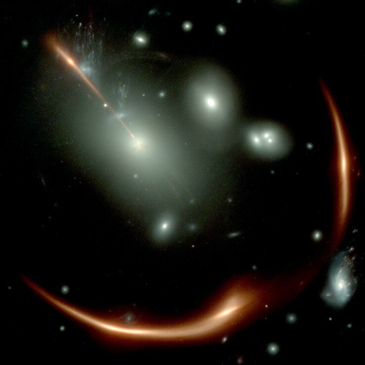A James Webb Űrteleszkóp által készített kép az MRG-M0138 torz galaxisról.