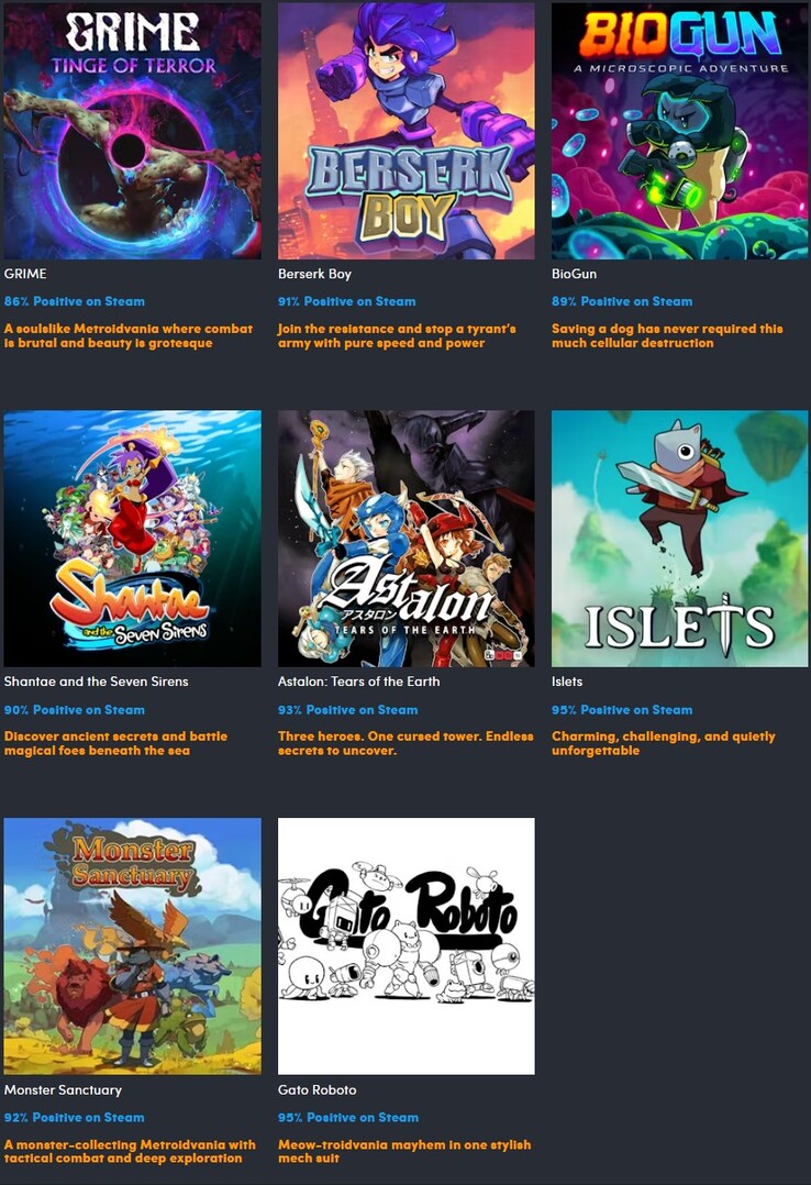A gyűjteményben szereplő összes játék (Kép forrása: Humble Bundle)