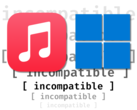 Apple A zene és a Windows valóban úgy érzi, hogy inkompatibilisek - a Apple félmunkát végzett az egyik legfontosabb alkalmazásuk portolásában a világ legnépszerűbb PC operációs rendszerére. (Kép forrása: Apple, Microsoft, Anubhav Sharma - Notebookcheck)