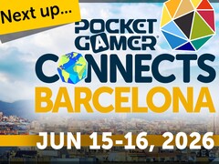 A Pocket Gamer Connects Barcelona 2026 hivatalos promóciós grafikája.
