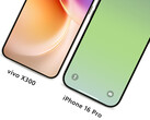 A Vivo X300 egy iPhone 16 Pro mellett, balról jobbra. (Kép forrása: Han Bo Xiao - szerkesztve)