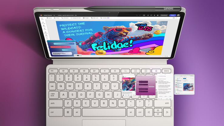A Lenovo Yoga Tab támogatja a ceruzás bevitelt és tartalmaz egy kis trackpadet a billentyűzet tartozékában. (Kép forrása: Lenovo)