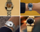 Balról balra fentről balra lentről balra, az óramutató járásával megegyező irányban (a képen), a Q Timex 1972-es Time Machine újrakiadása barna számlapjával, ugyanez az újrakiadás kék számlapjával, a Q Timex 1975-ös Enigma újrakiadása, és a Timex x Peanuts Marlin Automatic. (Kép forrása: Timex - Szerk.)