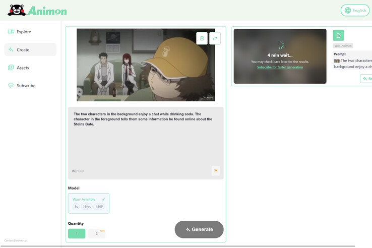 Az Animon.ai tesztelése során a Steins;Gate egy állóképén, amely az előtérben és a háttérben lévő karakterek animálására szólított fel, csak az előtérben lévő karaktert animálta sikeresen. (Kép forrása: Animon)