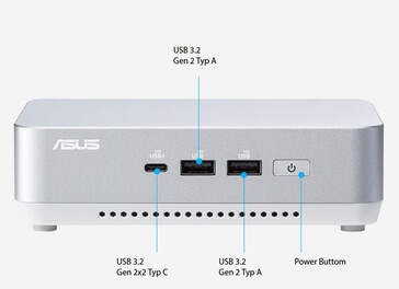 Az Asus NUC 14 Pro+ külső csatlakozói - előlap (forrás: Asus)