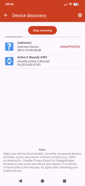 Gadgetbridge megtalálja az órát