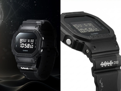 A Casio G-Shock x Sole DXB kollaborációs óra, fekete és fehér háttér előtt. (Kép forrása: gshock_mea az Instagramon - szerkesztve)