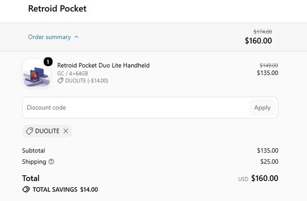 A kuponkóddal 14 dollárral csökken a Retroid Pocket Duo Lite ára.