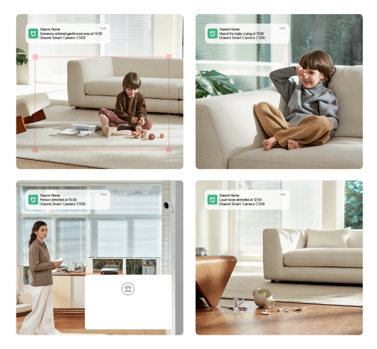 A Xiaomi Smart Camera C100 intelligens értesítéseket indíthat. (Kép forrása: Xiaomi)