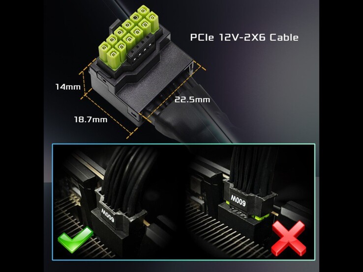 Az új 12V-2x6 kábel méretei. (Kép forrása: ASRock)
