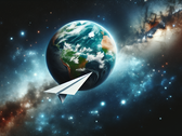 Amikor egy papírrepülőgépet indítanak az ISS-ről, az túléli a Föld légkörébe való visszatérést, de elég, mielőtt elérné a földet. (Kép forrása: DallE3)