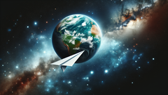 Amikor egy papírrepülőgépet indítanak az ISS-ről, az túléli a Föld légkörébe való visszatérést, de elég, mielőtt elérné a földet. (Kép forrása: DallE3)