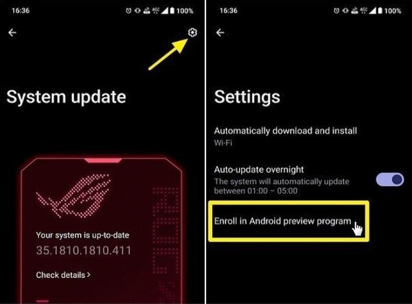 Hogyan regisztrálhatsz a Android 16 bétaprogramra a ROG Phone 9 sorozaton. (Kép forrása: ROG Fórumok)
