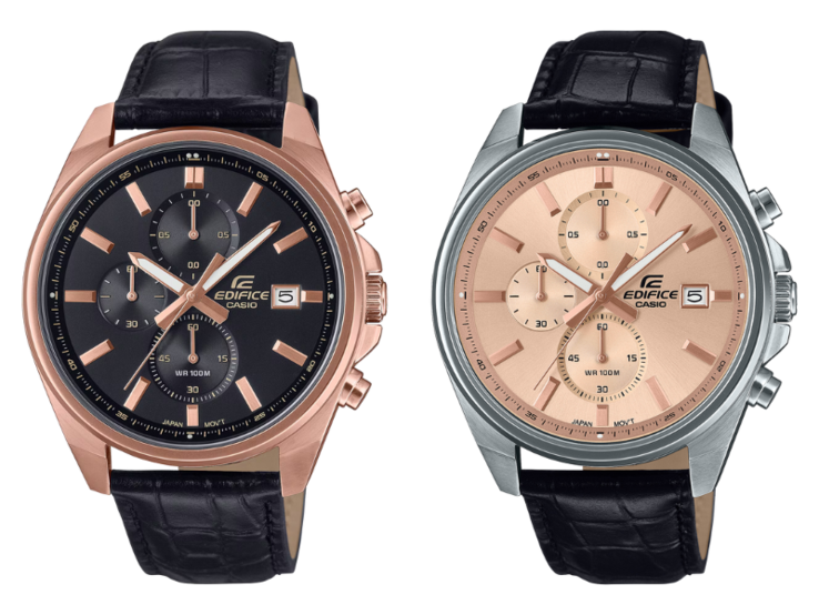 Balról jobbra: a Casio Edifice EFV-610ECL-1A és EFV-610EL-5A órák. (Kép forrása: Casio)
