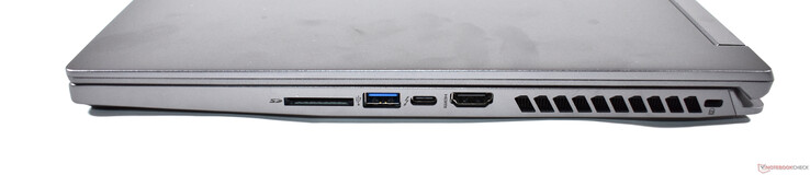 Right side: SD card reader, USB A 3.2, Thunderbolt 4, HDMI 2.1, Kensington